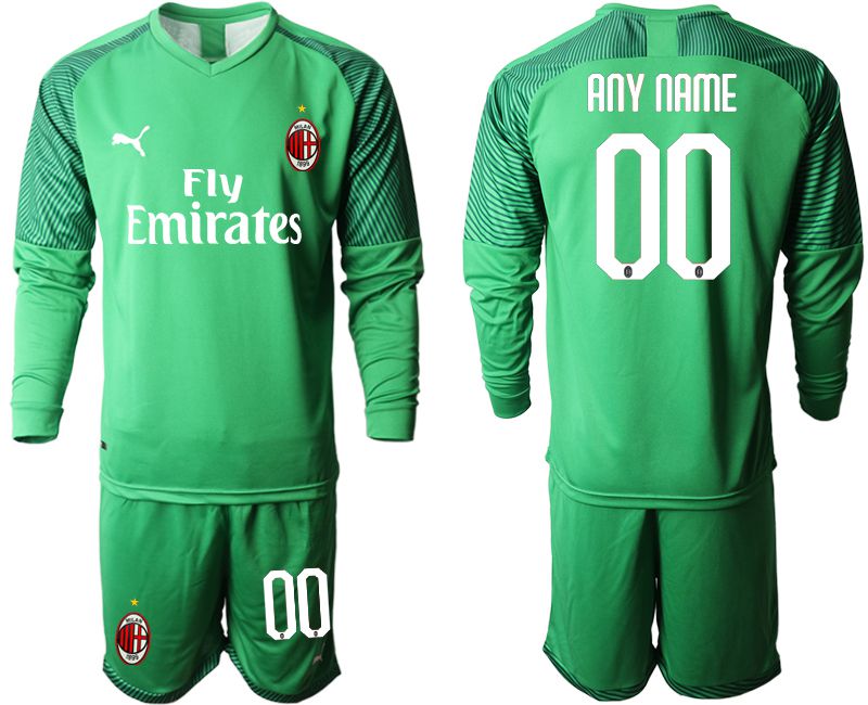 Men 2019-2020 club AC milan green goalkeeper long sleeve customized Soccer Jerseys